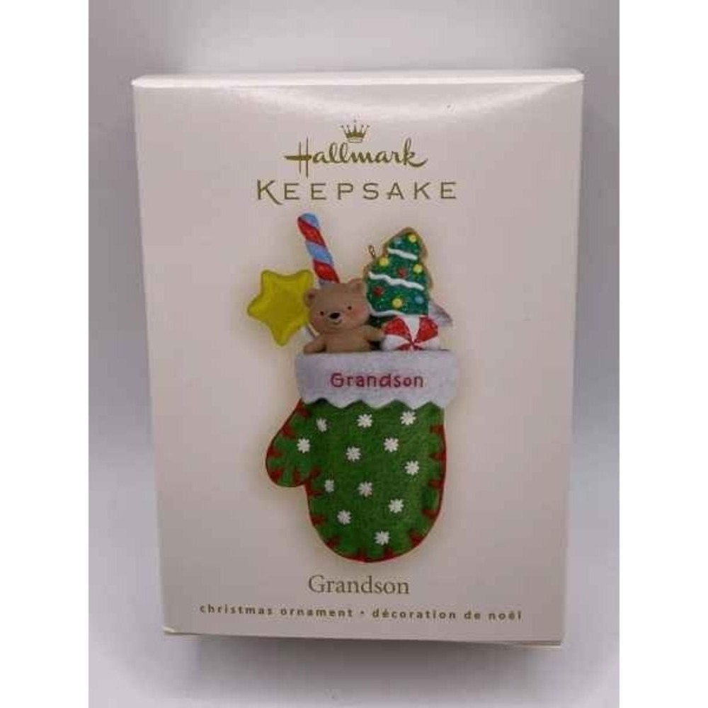 2008 Hallmark Keepsake Grandson Christmas Ornament Handcrafted & Fabric in Box